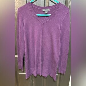 DKNY Deep Purple V-Neck Sweater